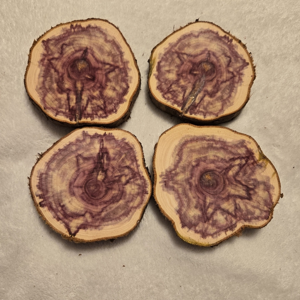 Handmade Wood Coasters Set of Four Eastern Red Cedar - Picture 2 of 6